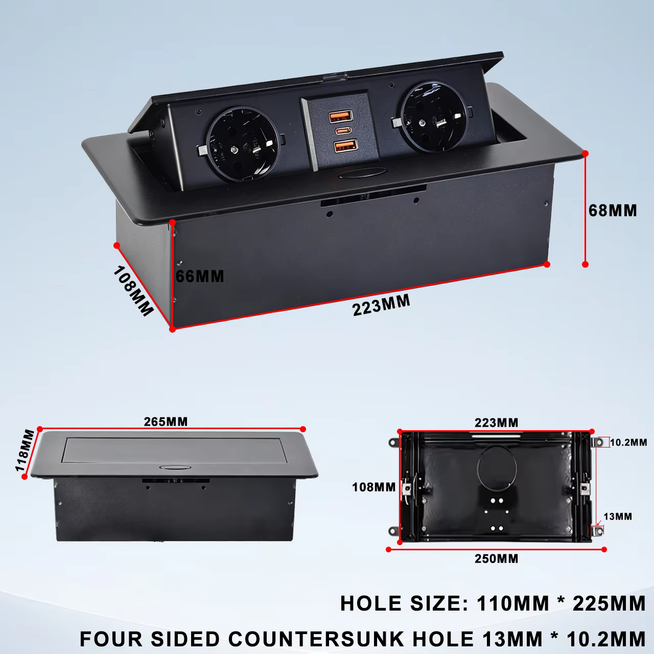Pop-Up Desk Socket with 65 W USB PD Charging (BD650)