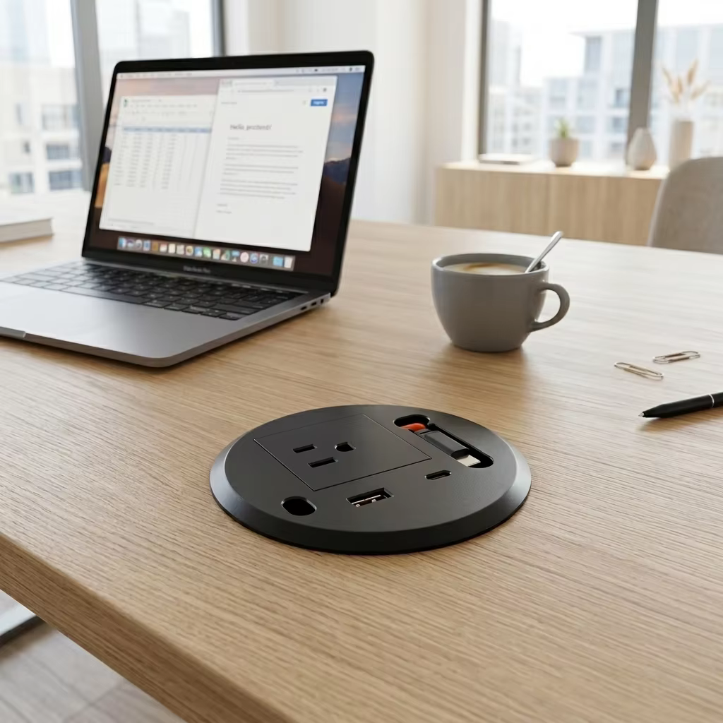 Mini Grommet Socket with Retractable USB-C Cable (TS-100)
