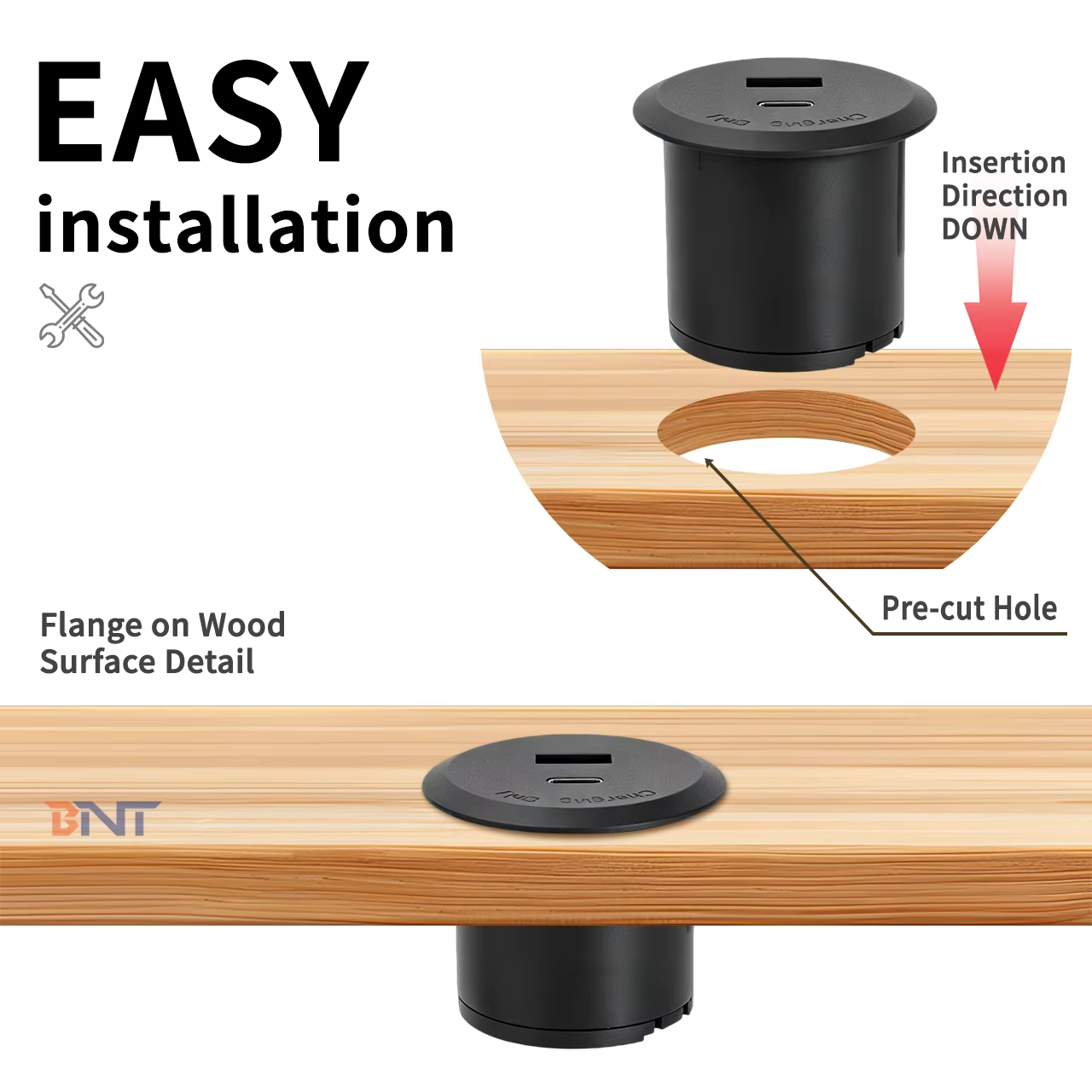 42 mm Recessed USB Charger, 50 mm Round Body (USB-3)