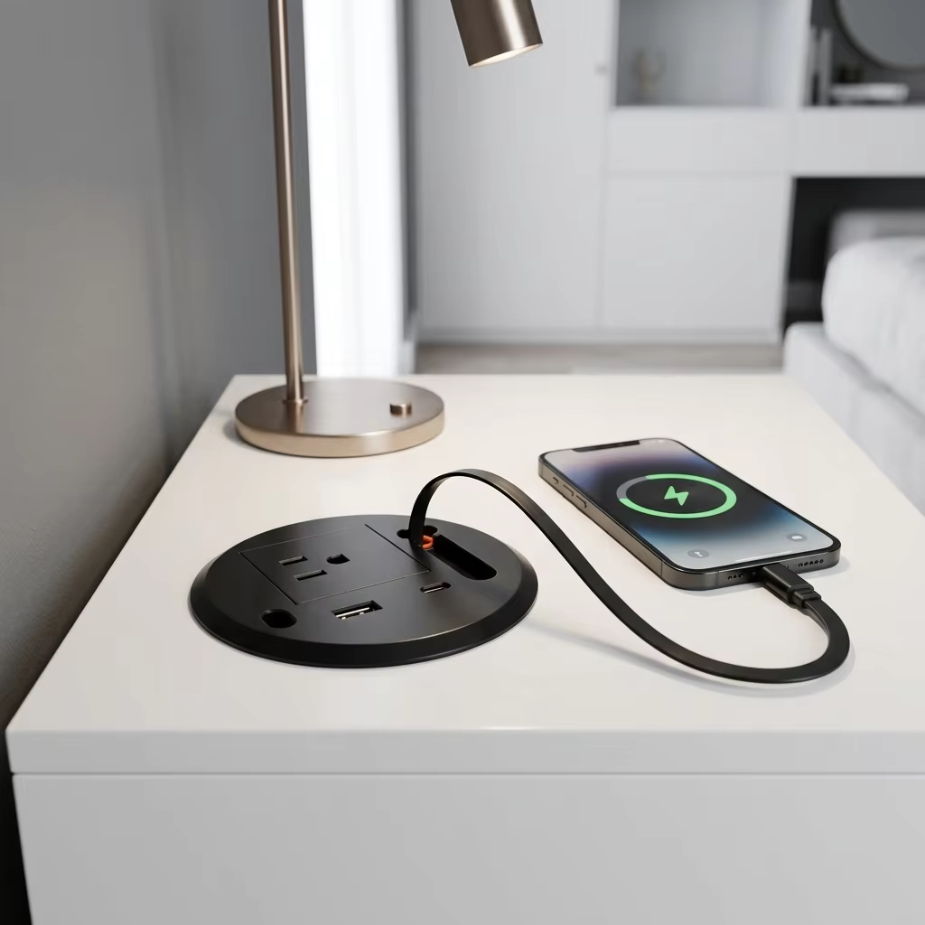 Mini Grommet Socket with Retractable USB-C Cable (TS-100)