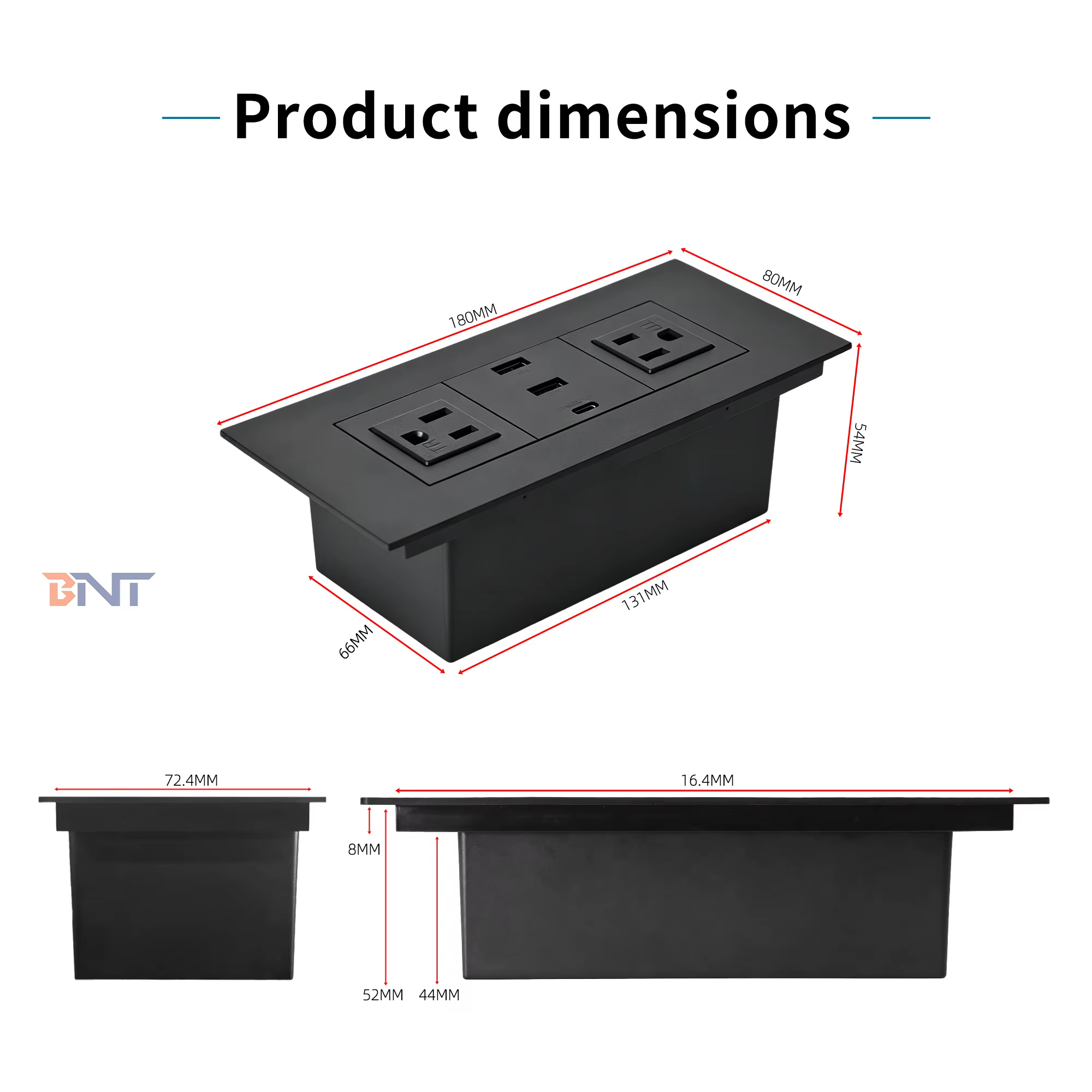 US Tabletop Socket, 2 AC + 2 USB-A + USB-C (BWP-10)