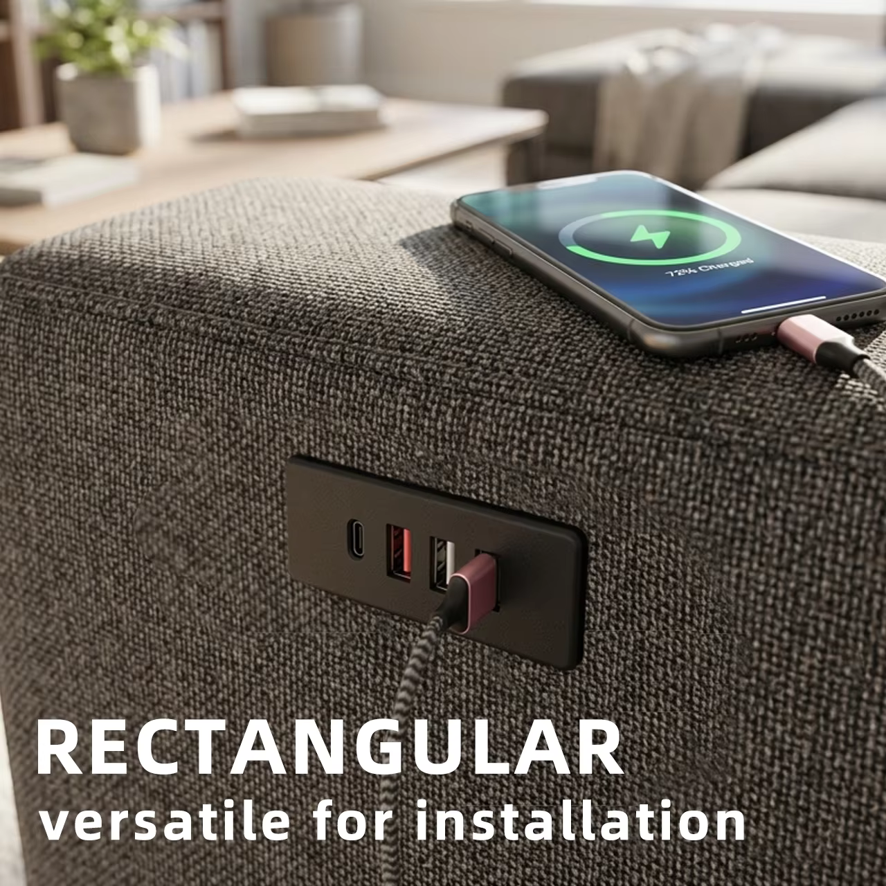 Recessed Desk Charger, 3 USB-A + 1 USB-C (USB-2)