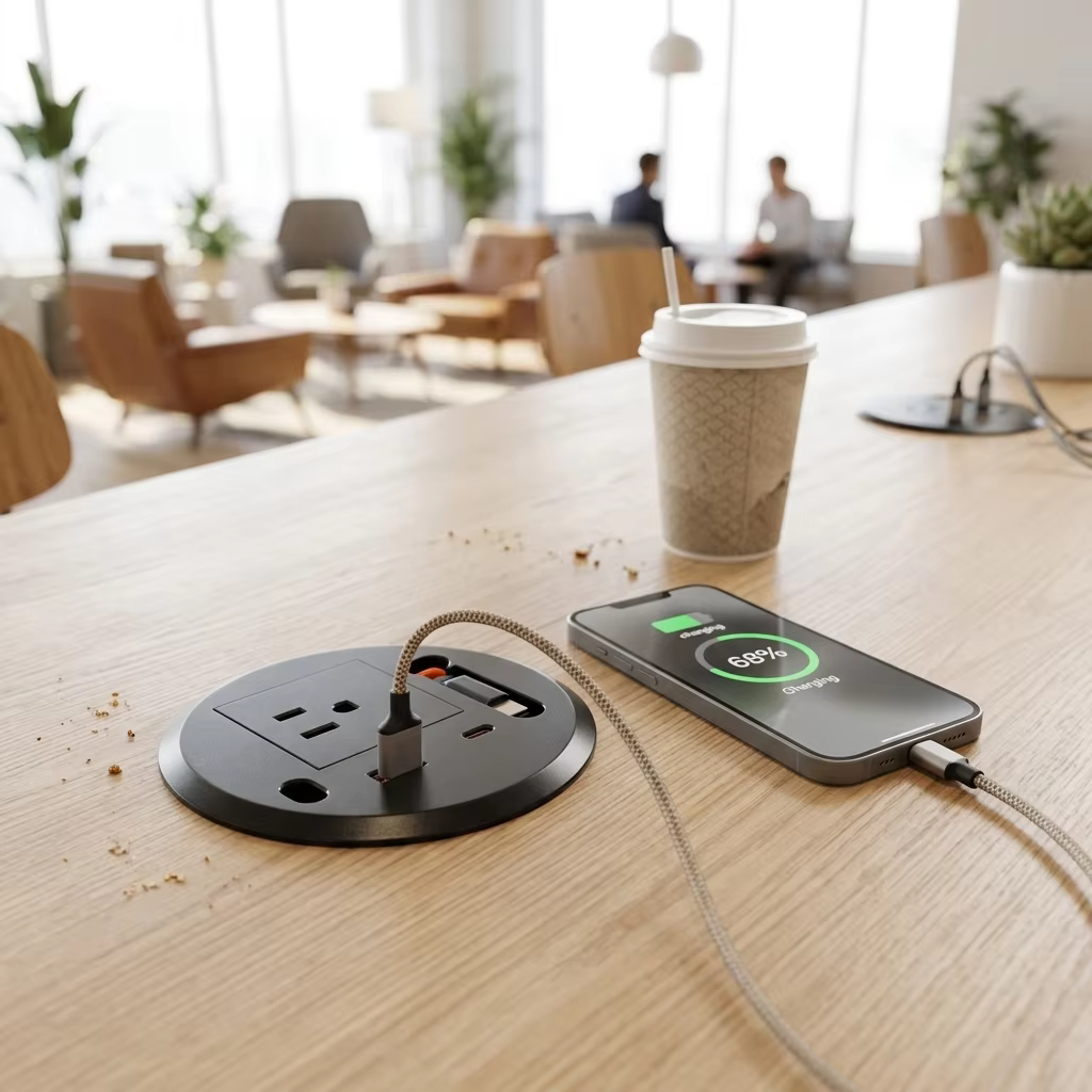 Mini Grommet Socket with Retractable USB-C Cable (TS-100)
