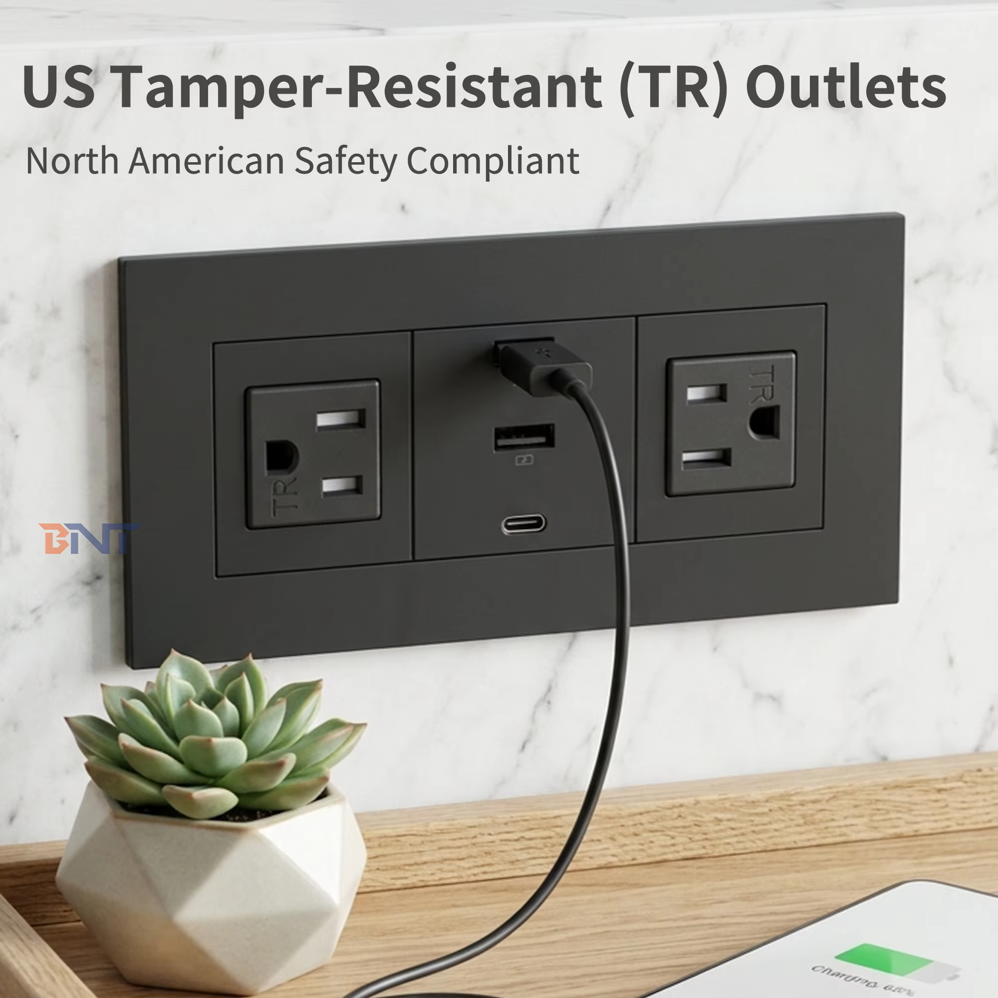 US Tabletop Socket, 2 AC + 2 USB-A + USB-C (BWP-10)